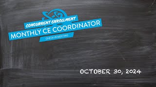 SLCC CE Coordinator Monthly Meeting - 10/30/24