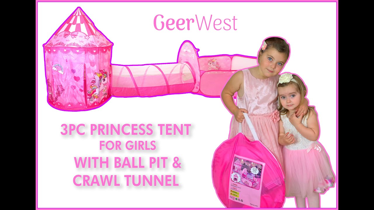 Children's Play Tent With Tunnel and Ball Pit: Pop Up Play Tent for Girls.  Great Gift idea!