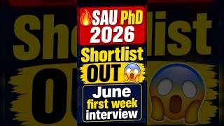 SAU PhD 2026 Result OUT 🔥Shortlisted Candidates List Released । interview जून first week 😱💥