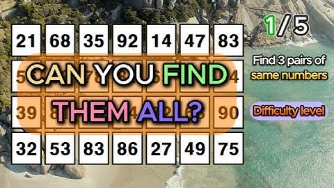 KUN JE DE LAATSTE VINDEN? Zoek 3 paren identieke getallen/ /Dementiepreventiequizzen/Tests.