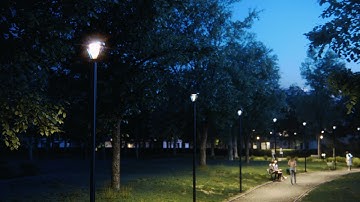 Modern line of Skver LED park and city luminaires with iF Design Award and ENEC+ and Zhaga
