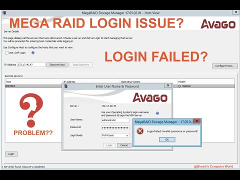 MegaRAID Storage Manager login failed - 001