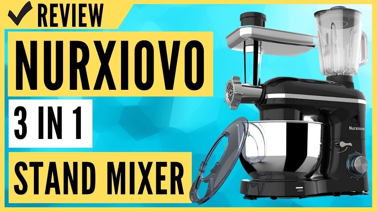 Nurxiovo Pro 3 in 1 Stand Mixer, 850W Kitchen Food Mixer with 6 Speed and  Pulse, Home mixer stand up with 6.5 QT Stainless Steel Bowl,Dough Hook,  Whisk, Beater, Meat Blender and