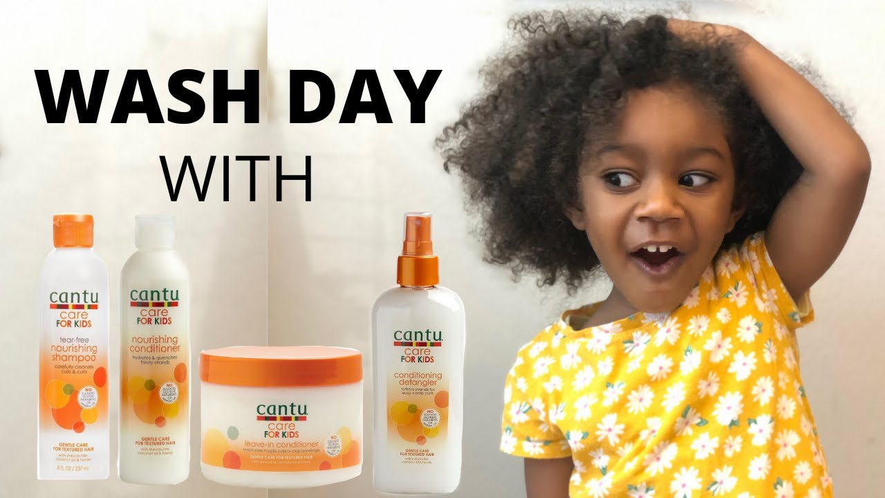 Wash Day Routine on Curly Hair using Cantu For Kids, Toddler Hair Tutorial