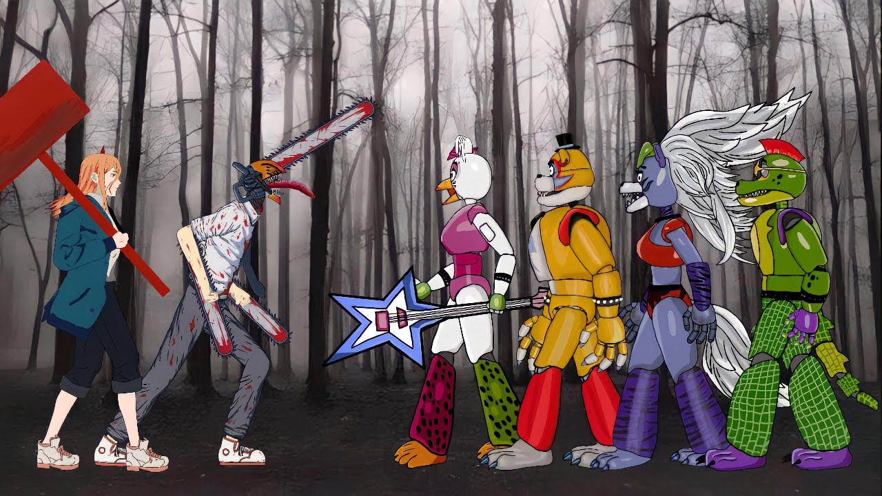 DENJI CHAINSAW MAN, Power vs Glamrock Animatronics Team | Animation