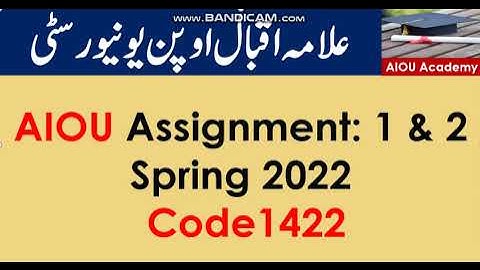 AIOU Code 1422-1 & 2 Solved Assignments Spring 2022