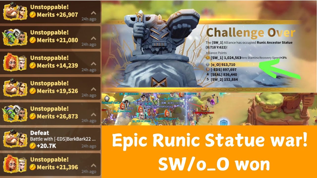 Epic Runic Statue War! SW/o_O won | Call of Dragons game - YouTube