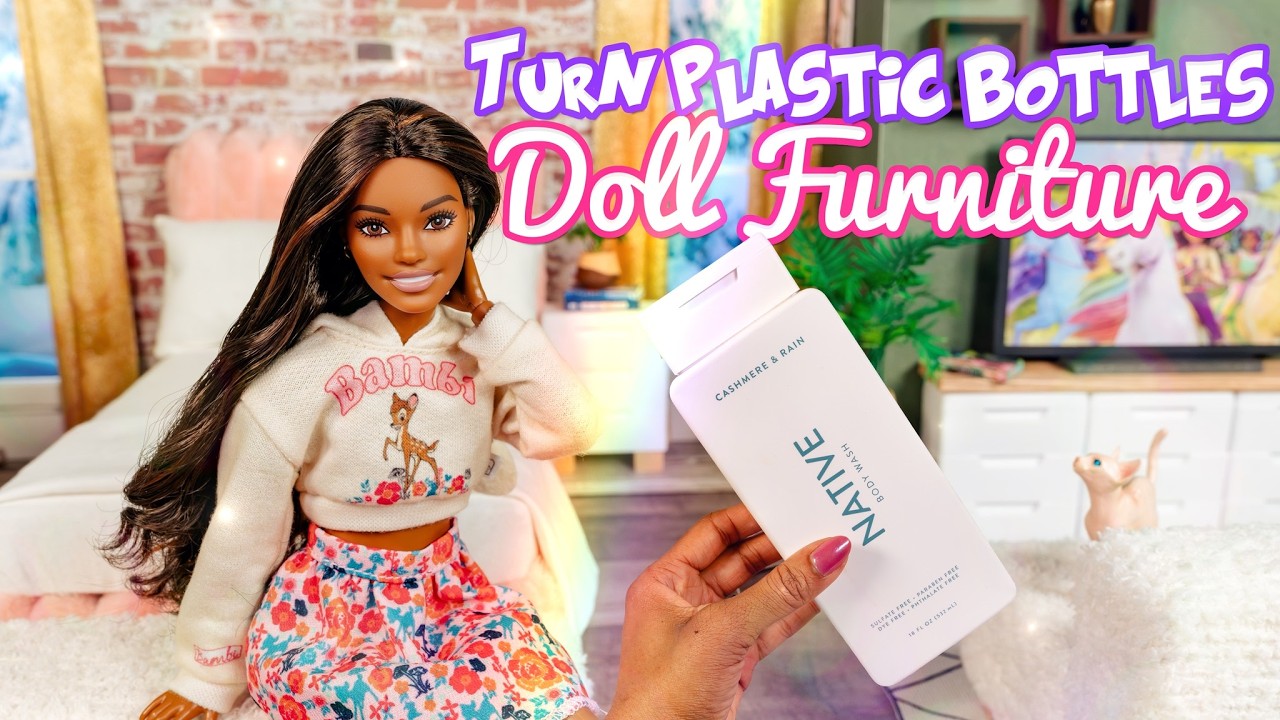 Making Doll Furniture From Household Items | Mini Recycled Craft Challenge | Plastic Bottles