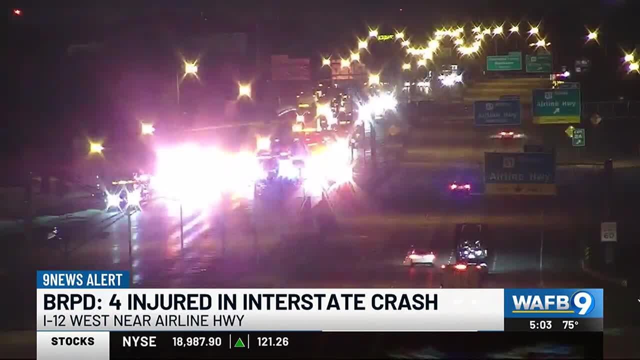 4 injured in crash on I-12 West near Airline Highway, police say - YouTube