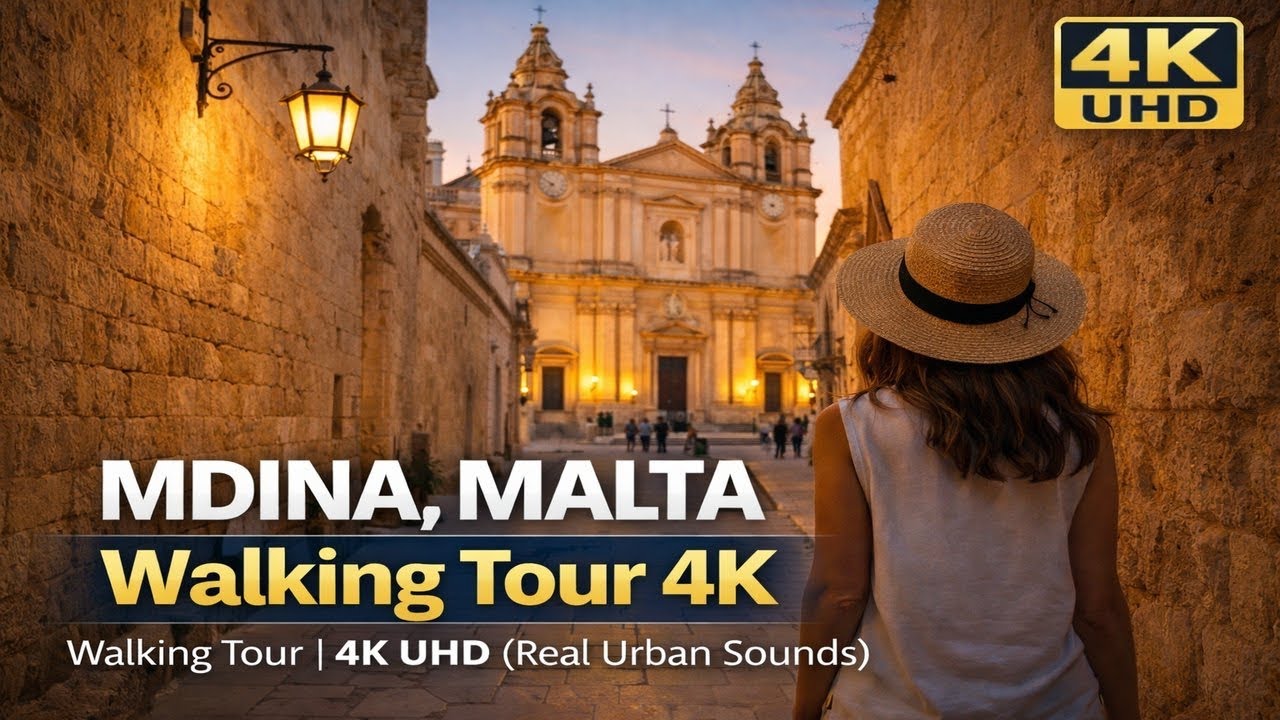 MDINA, MALTA Walking Tour 4K — Walking Tour | 4K UHD (Real Urban Sounds)