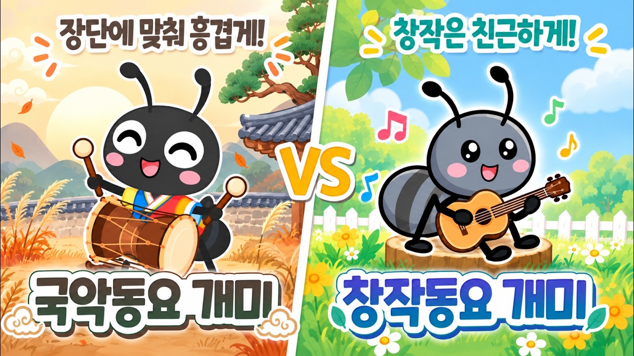 4분동요🐜🎵 ❰국악동요 개미 𝐕𝐒 창작동요 개미❱ 나의 선택은❓ 국악파•창작동요파 모두 모여라!✨ 흥겨운 국악 느낌 vs 통통 튀는 창작동요! 신나는 동요모음