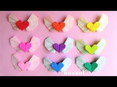 折り紙 ハート エンジェル（羽根つきハート） 折り方Origami