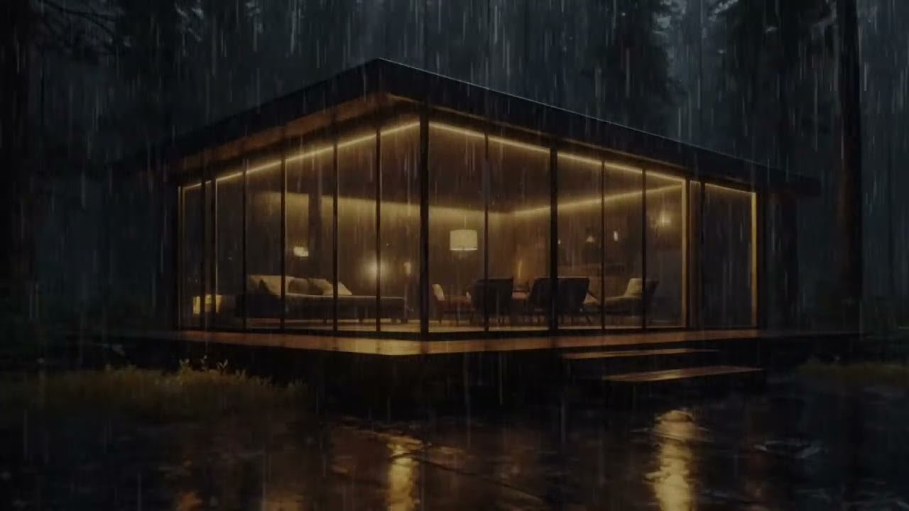 Heavy Rain on a Cozy Forest Cabin | Sleep Rain White Noise ASMR