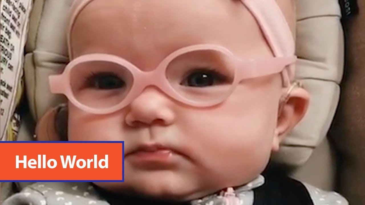 Baby Girl Wears Glasses For First Time - YouTube