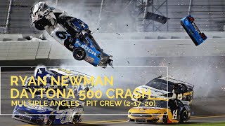 (Multiple Angles) Ryan Newman Critically Injured at 2020 Daytona 500 - Pit Crew View NASCAR