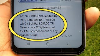 A/C 3Xxxxx9899 Debited By Rs. 9 Total Bal: Rs. 1,081.06 Cr Clr Bal: Rs. 1,081.06 Cr.