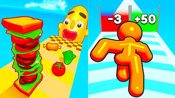 Sandwich Runner vs Tall Man Run ⭐🟦🟩🟧⭐️ Hard Levels Challenge Walkthrough Gameplay Ep99