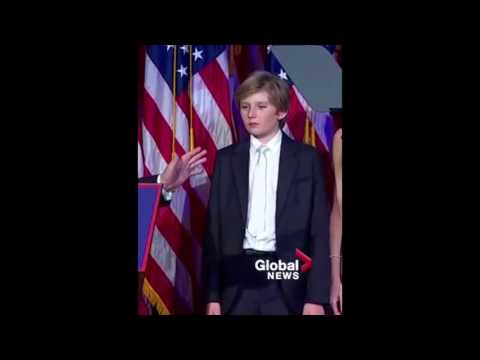 Barron Trump at Victory Speech 2016 - Tired or What?