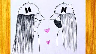 El dibujo más sencillo con las hermanas BTS/Simple y fácil de dibujar/Desenho  de garotas do BTS Army - thptnganamst.edu.vn