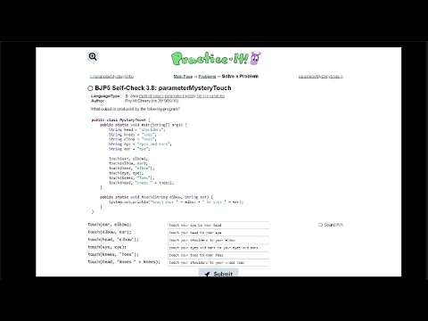 Java Practice It || 3.8 parameterMysteryTouch || method basics