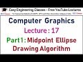 CGMM Lecture 17 : Midpoint Ellipse Drawing Algorithm Part 1 in Hindi/English