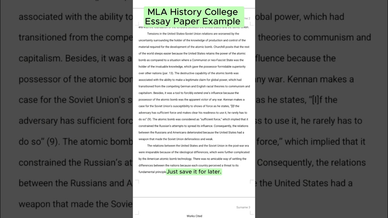 MLA History College Essay Paper Example on United States-Soviet Union Relations in the Post-War Era