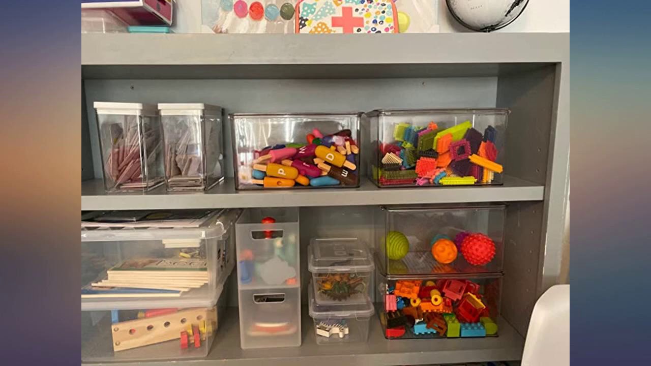 mDesign Stackable Closet Plastic Storage Bin Box with Lid - Container for review