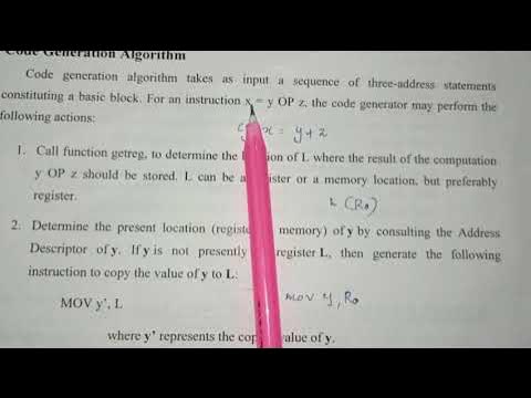 code generation algorithm - compiler design (KTU) - YouTube