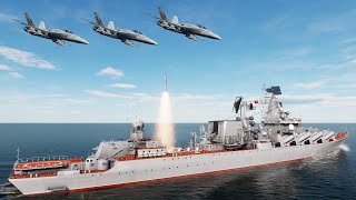 F-18C, F-16C Team Attack and Destroy Russian Warship - DCS World
