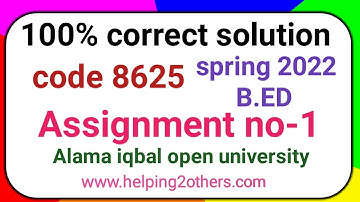 8625 2022 assignment//8625assignment no-1//8625 solved assignment 2022//2022 8625 assignment no-1//