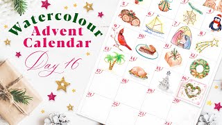 Paint Festive Watercolour tutorials with me on Advent Day 16