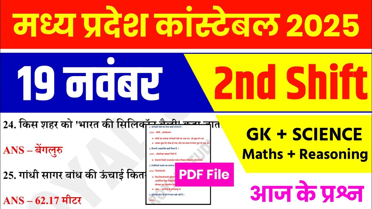 MP Police 19 November 2nd Shift Analysis 2025 | MP Police Exam Analysis 2025|MP Police Analysis 2025