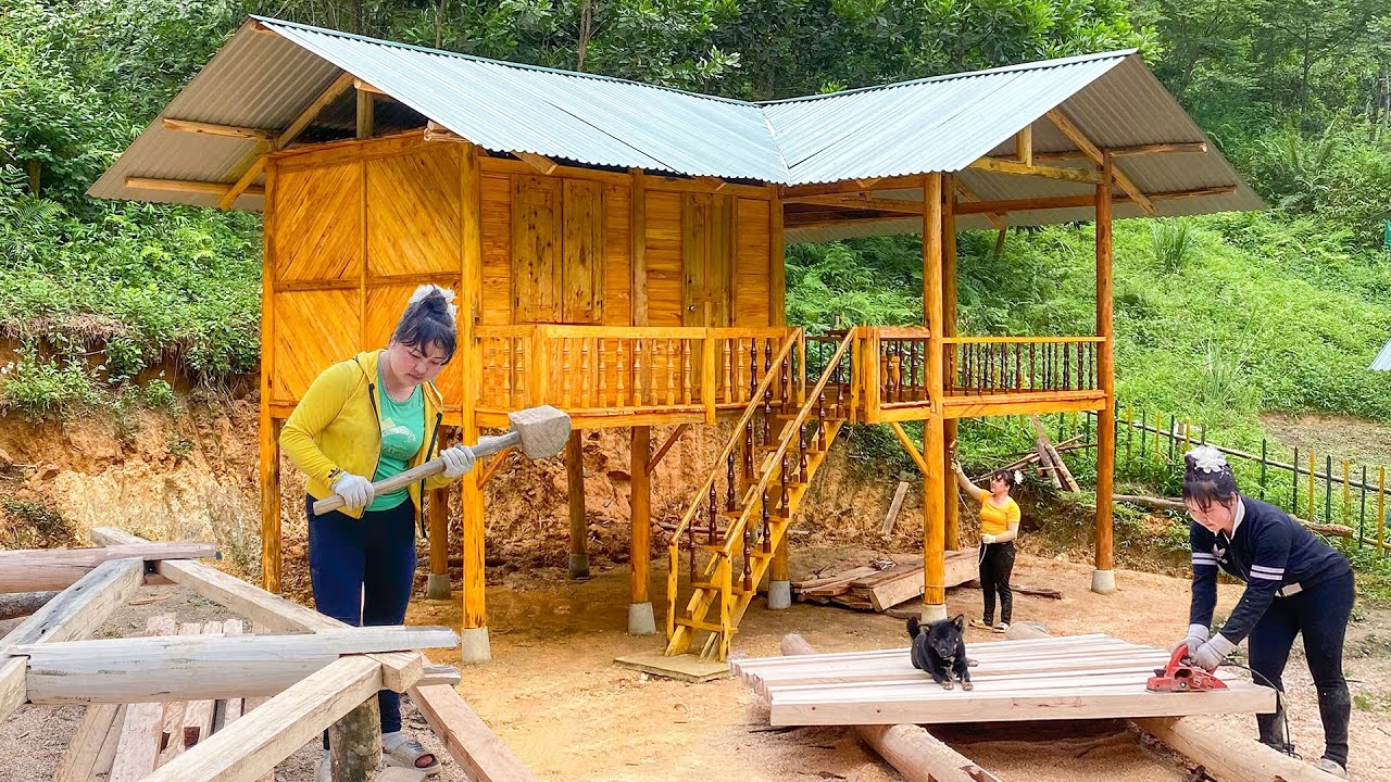 TIMELAPSE _Alone Build A Log Cabin (Wooden House) Off Grid /from Start ...