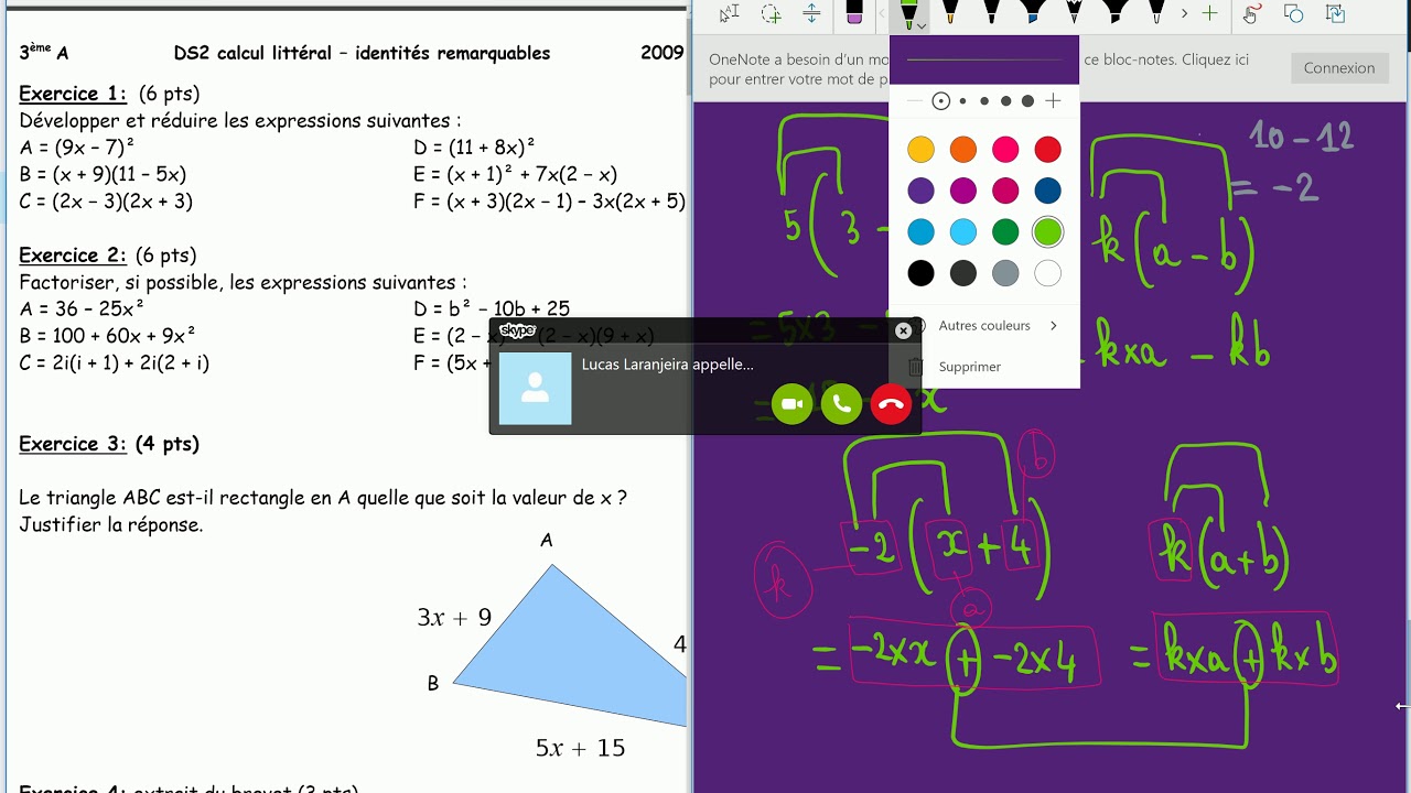 Exercices Calcul Littéral 3ème Avec Corrigés