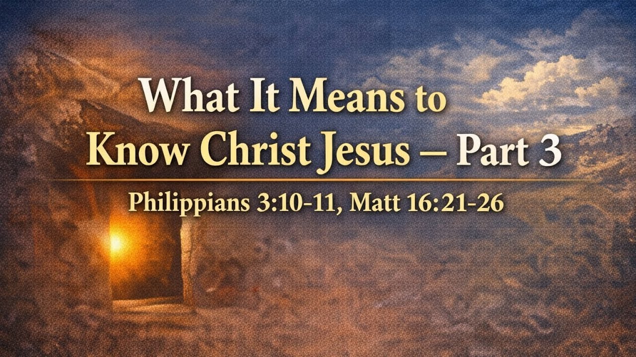 What it means to know Christ Jesus, Part 3/ Philippians 3:10-11, Matt 16: 21-26 By: Pastor Alan