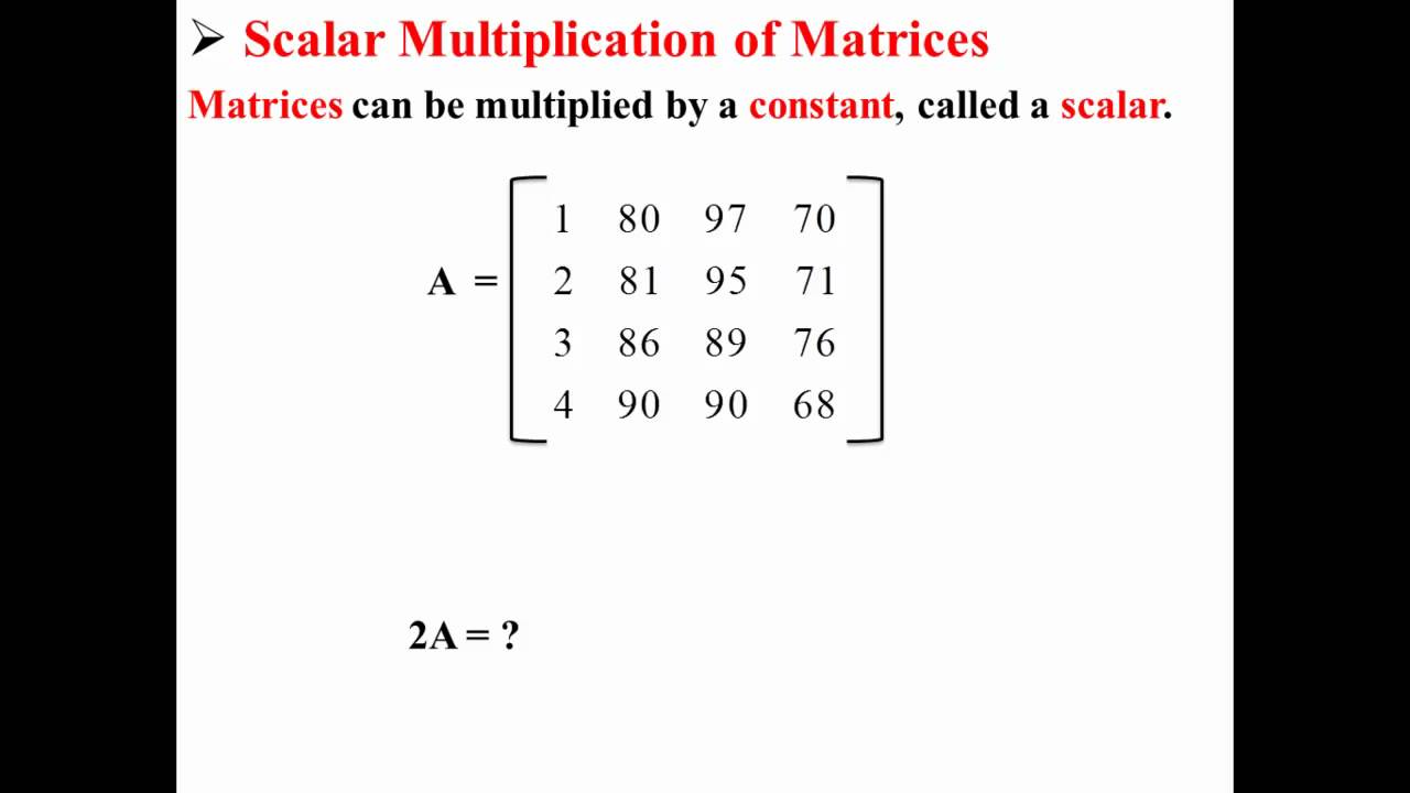 Scalar Multiplication of Matrices - YouTube