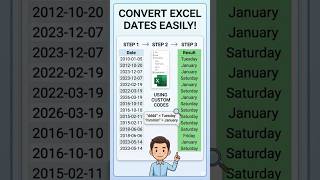 How to Convert Date to Day and Month Name in Excel Easily #shortvideo #shorts #short #tricks #excel