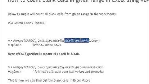 How to count blank cells in given range in Excel using VBA Macro