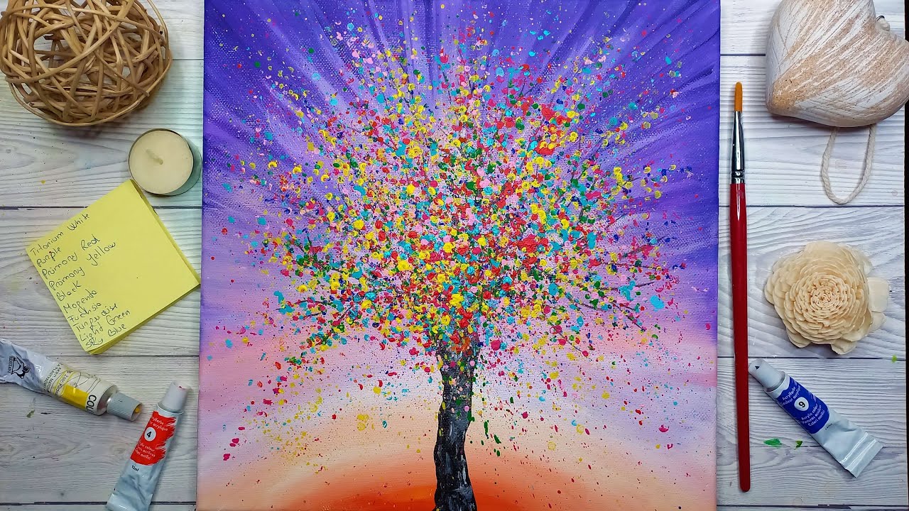 Daily challenge #320 🎕 How to Paint Easy ABSTRACT Tree with Cotton Buds ...