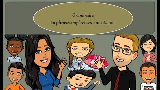 Grammaire: La phrase simple et ses constituants.الجملة البسيطة وعناصرها