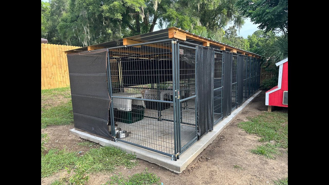TSC Retriever Dog Kennel (6) Install Part 3 Sun shades, fans, shrubs
