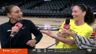 Sue Bird reminds Diana Taurasi that she will be the oldest player when Sue retires 🤣 | WNBA on ESPN