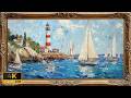 Marina Lighthouse Summer Screensaver for Samsung Frame TV Coastal Harbor TV Art Display 2 Hour 4K