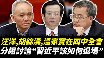 汪洋、胡錦濤、溫家寶在四中全會分組討論“習近平該如何退場”｜元老顧問團在四中給習一個“新定義”，你猜是什麼？