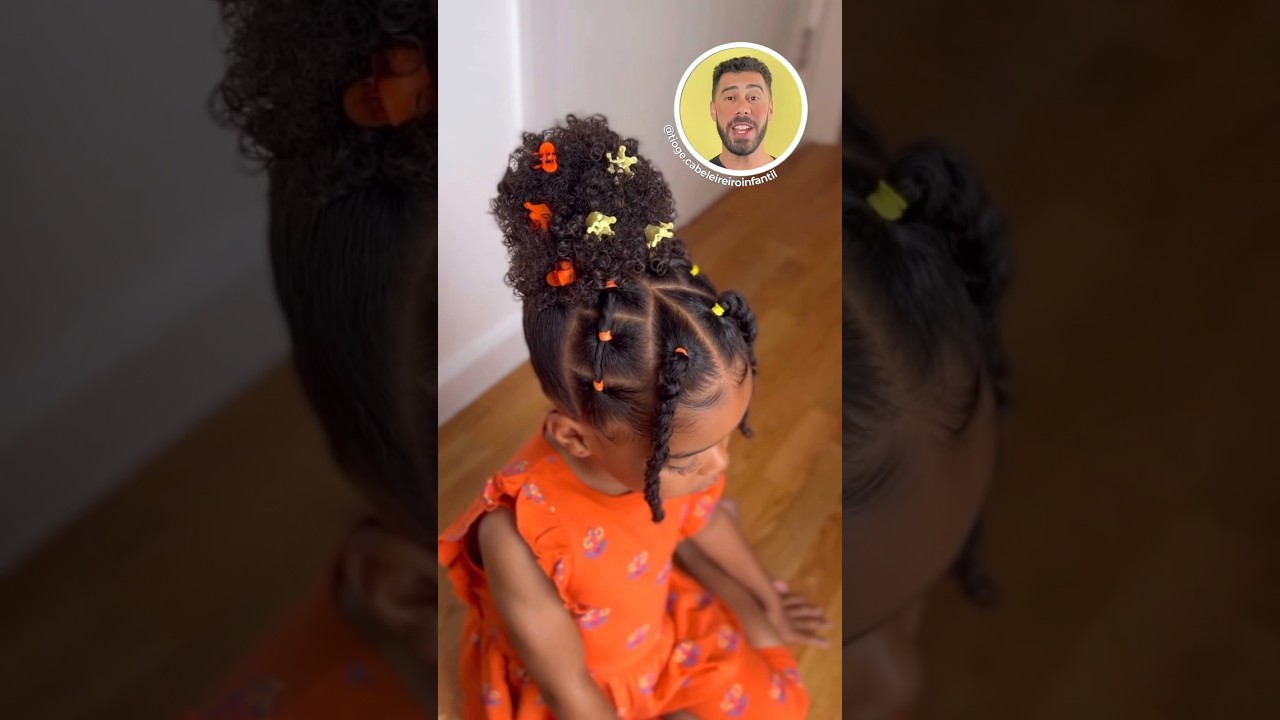 Dica de Penteado Cacheado Crespo Infantil 👑 #74 Tio Ge Cabeleireiro Infantil #shorts