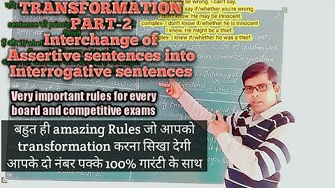 Transformation Part-2| transformation of Assertive sentences into Interrogative sentences