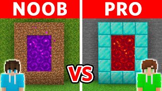 Minecraft Noob Vs Pro Secret Portal Build Challenge