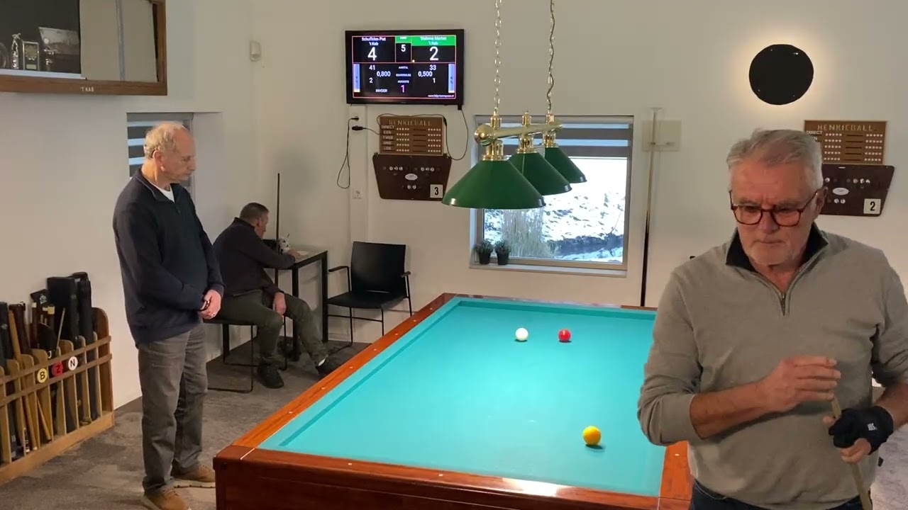 Piet Schuffelen(42car) tegen Marten Walsma(33car) libre biljarten