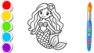 Let’s Draw & Color a Cute Mermaid | Easy Drawing And Colouring For Kids