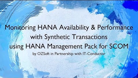 Monitoring HANA Availability & Performance with Synthetic Transactions